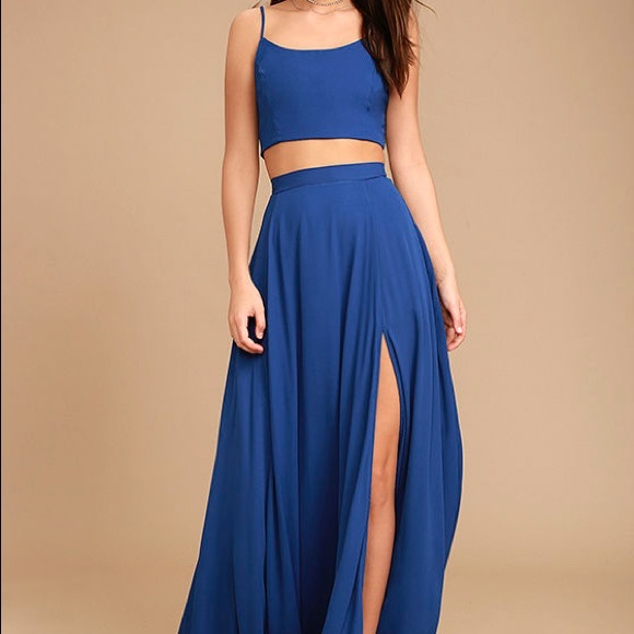 Lulus Dresses & Skirts - Thoughts of You Royal Blue Two-Piece Maxi Dress XL